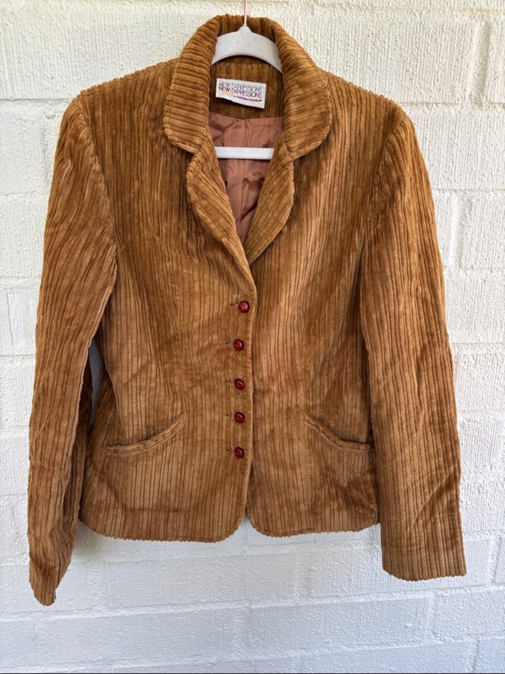 Bobbie Brooks New Expressions Vintage Corduroy Covered Button Blazer sz S
